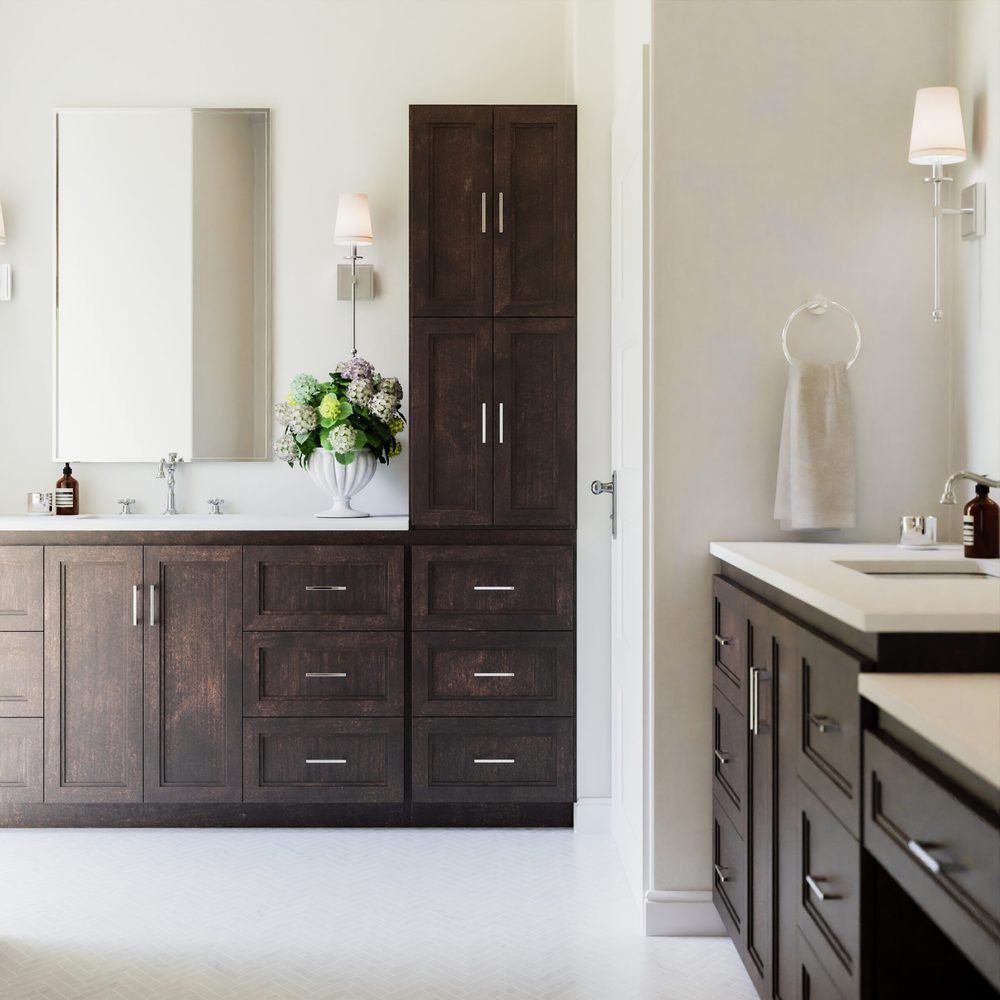 Montlake View Linen Cabinet, Chocolate Cherry, a linen closets by Strasser