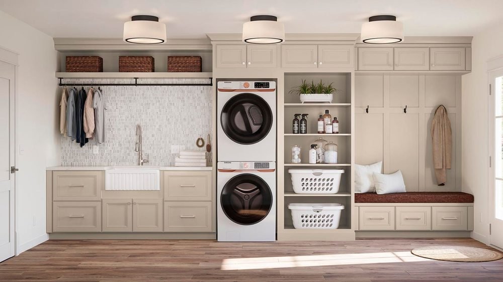 Lexington Laundry Room (painted oat finish), a laundry closets by Waypoint