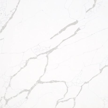Calacatta Lazzia quartz by Revera, a white colorway