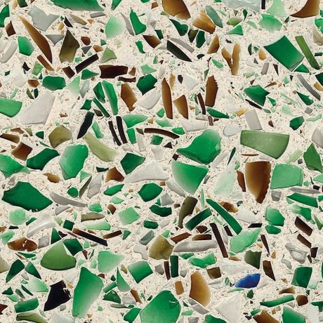 Bistro Green recycled glass chip slab by Vetrazzo, a green colorway