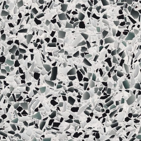 Classic Black recycled glass chip slab by Vetrazzo, a black and grey colorway