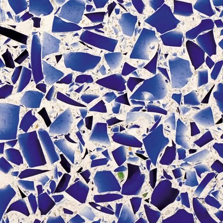 Cobalt Sky recycled glass chip slab by Vetrazzo, a blue colorway