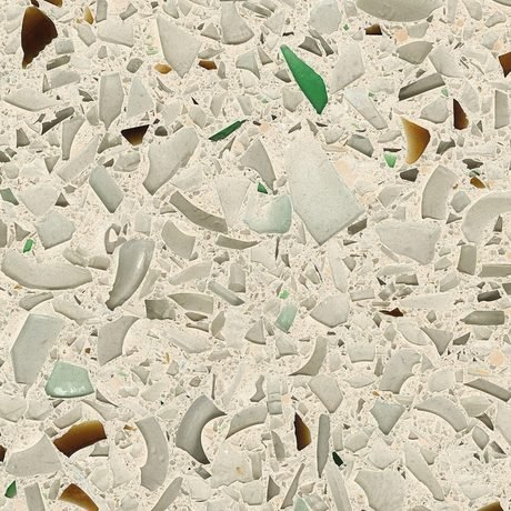 Glass House recycled glass chip slab by Vetrazzo, a white and cream colorway