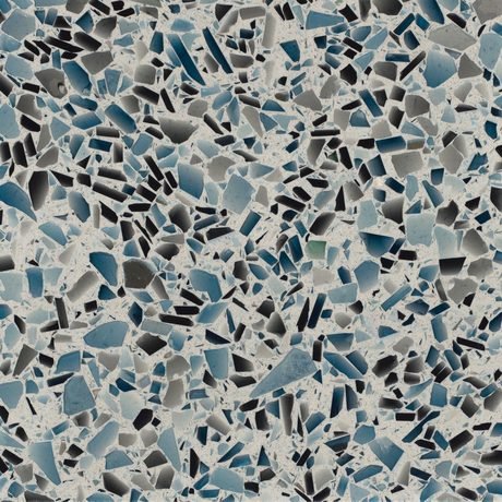 Steel Blue recycled glass chip slab by Vetrazzo, a blue colorway