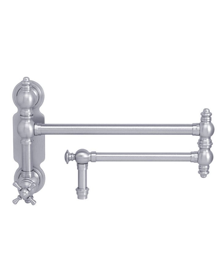Wall Mounted Potfiller, Cross Handle, a faucet by Waterstone, shown in the maker&rsquo;s own photograph