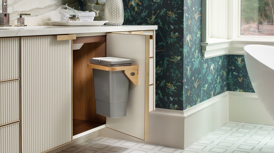Door Mount Vanity Waste Container, a organizers and pull-out by Rev-A-Shelf, shown in the maker&rsquo;s own photograph