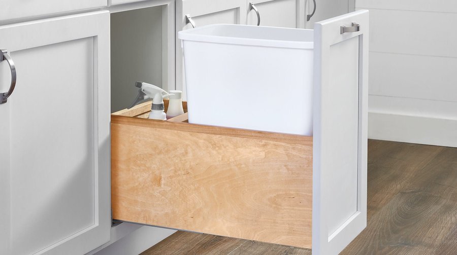 Maple Pullout Waste Container, a organizers and pull-out by Rev-A-Shelf, shown in the maker&rsquo;s own photograph