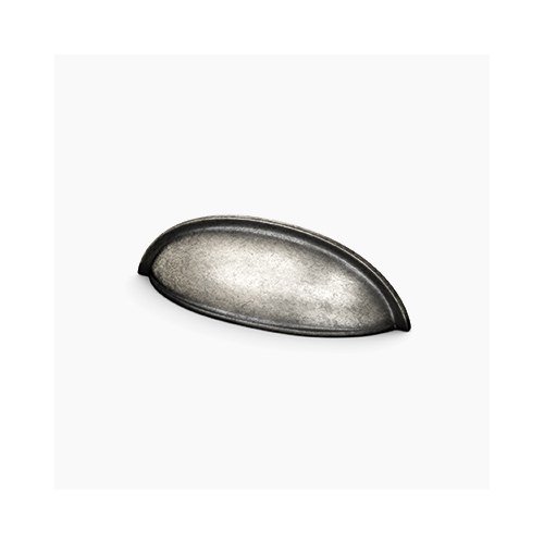 Cup Pull cabinet pull from Waypoint, shown on white. Available in Nickel, Bronze, Gold, Black.