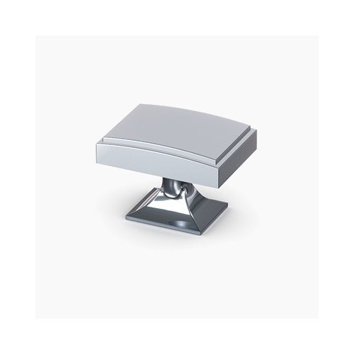 Rectangular Knob cabinet knob from Waypoint, shown on white. Available in Steel, Nickel, Black, Gold.