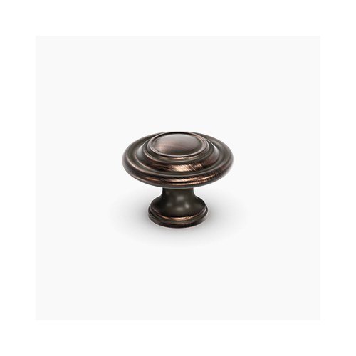Ringed Knob cabinet knob from Waypoint, shown on white. Available in Bronze, Black, Nickel.