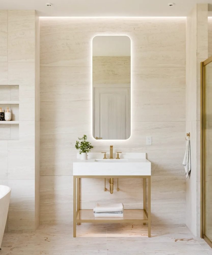 Essence Lighted Mirror, a lighted mirrors and medicine cabinets by Electric Mirror