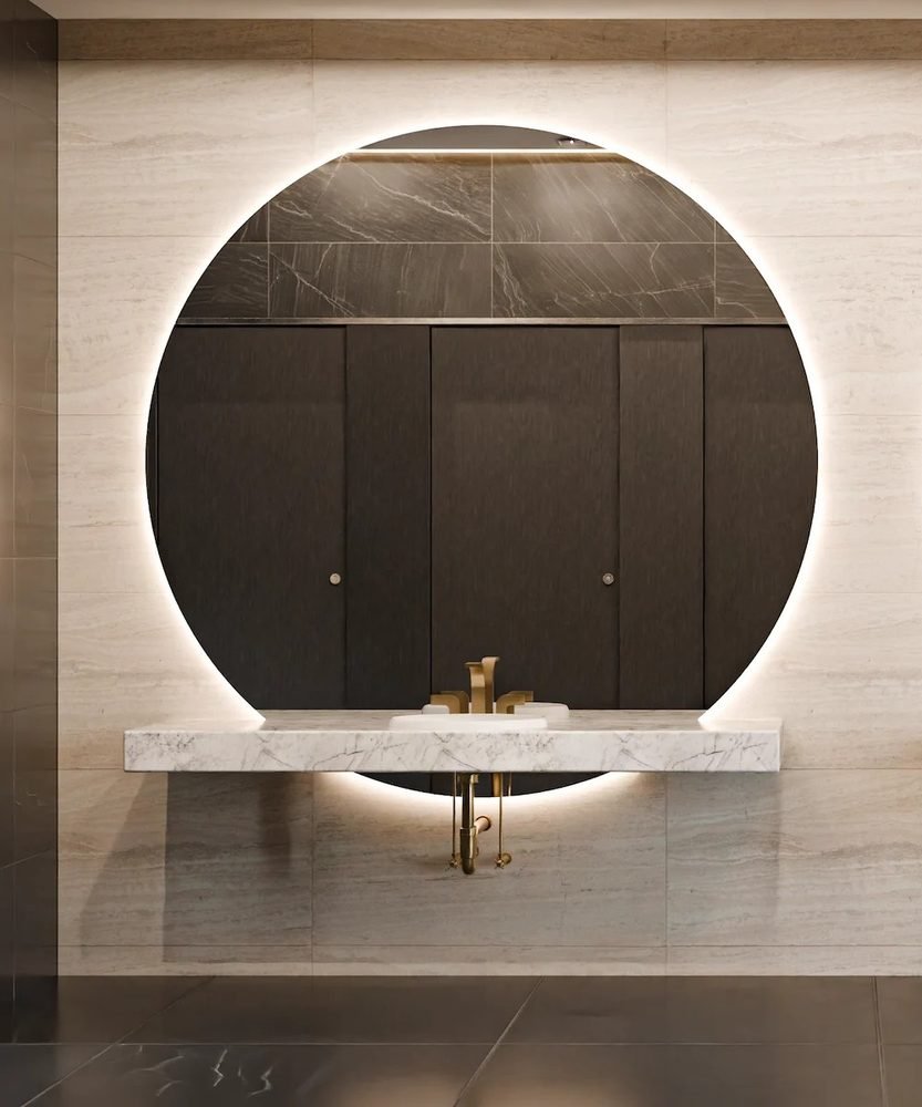 Luna Lighted Mirror, a lighted mirrors and medicine cabinets by Electric Mirror
