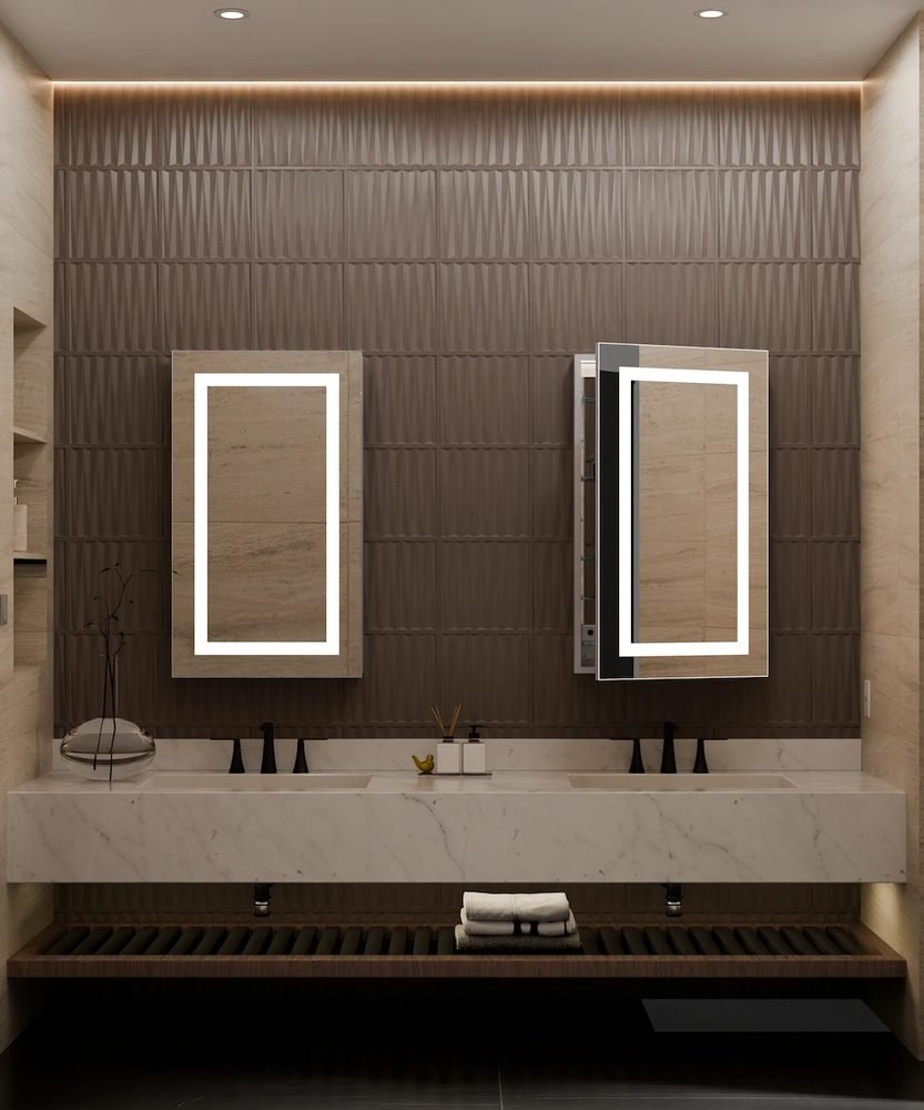 Ambiance LED Mirrored Cabinet, a lighted mirrors and medicine cabinets by Electric Mirror