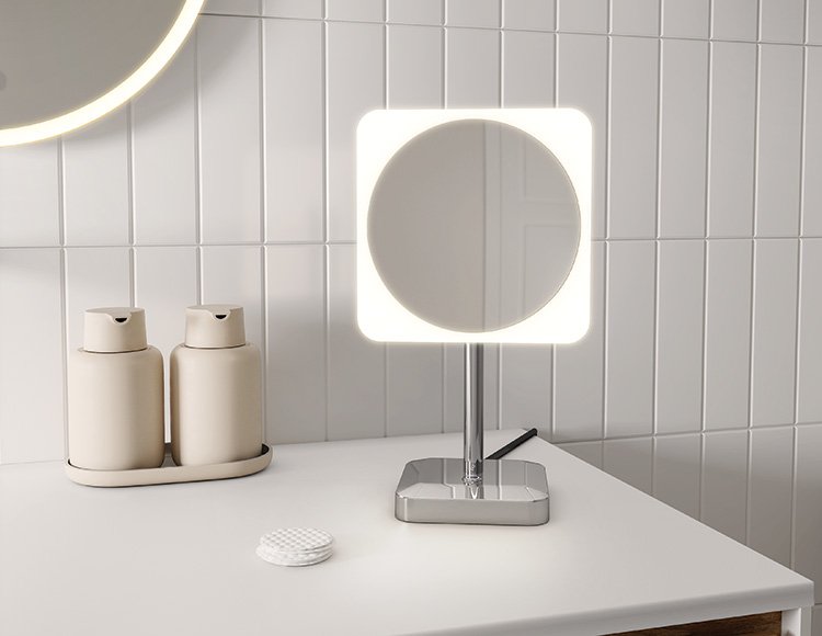 Vizo Freestanding, Square/Round, a lighted mirrors and medicine cabinets by Fleurco