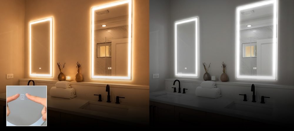 MIRA Field-Adjustable Lighted Mirror (installed), a lighted mirrors and medicine cabinets by RAB