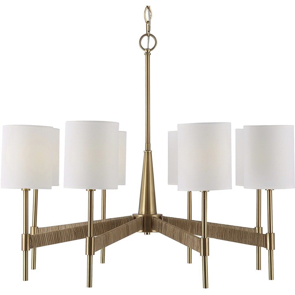 Lautoka 8 32in Rattan and Warm Brass Chandelier, a chandeliers by Uttermost