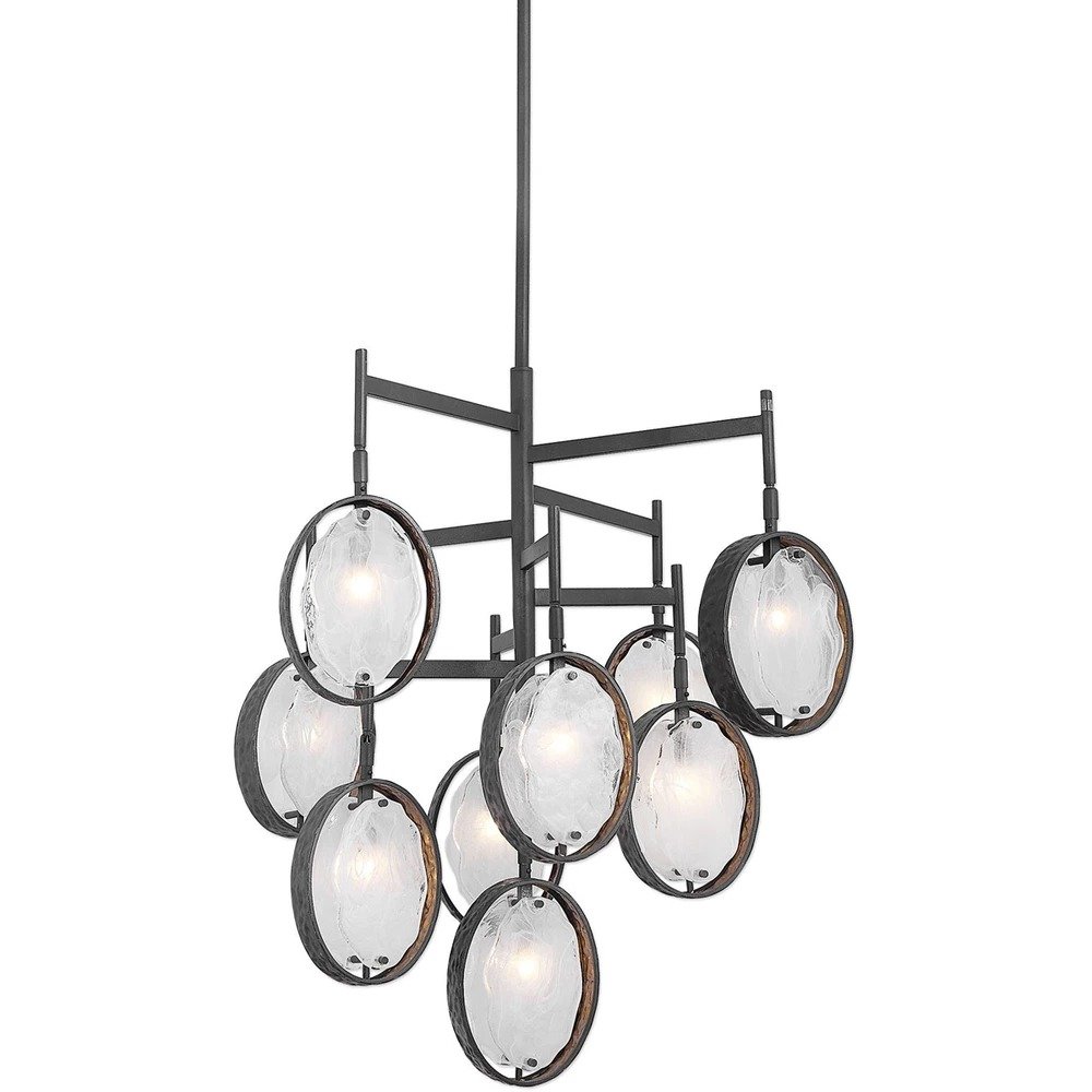 Maxin 9 29.75in Dark Hammered Bronze Chandelier, a chandeliers by Uttermost