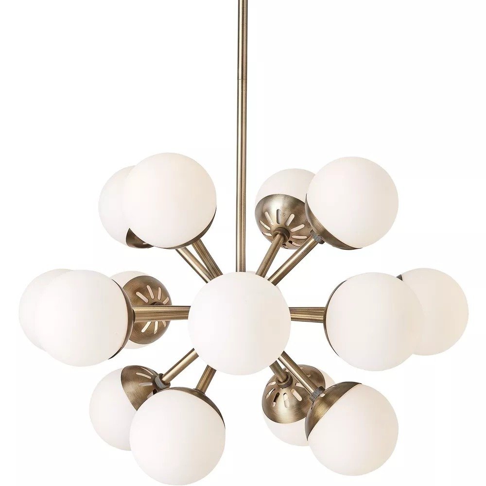 Droplet 16 Light 28.13in Antique Brass Chandelier, a chandeliers by Uttermost