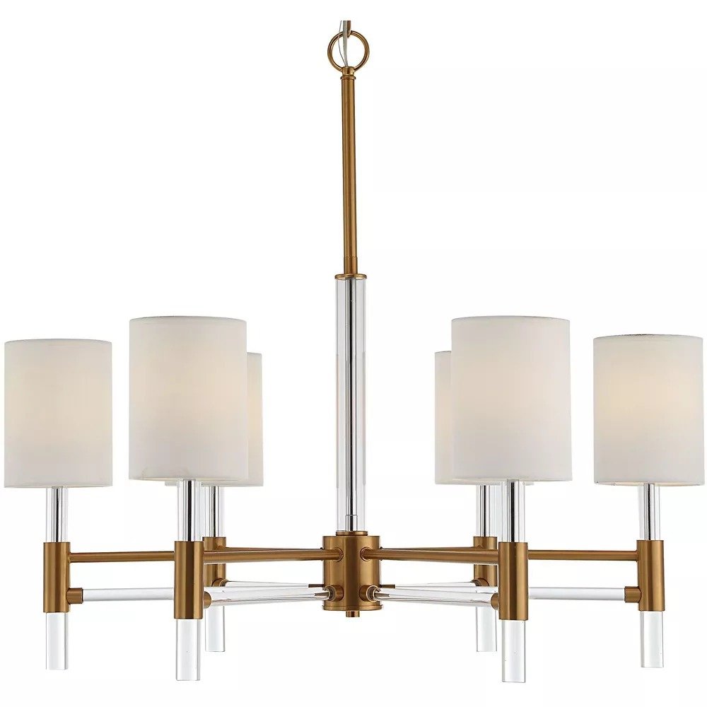 Welkin 6 30in Warm Brass and Clear Chandelier, a chandeliers by Uttermost