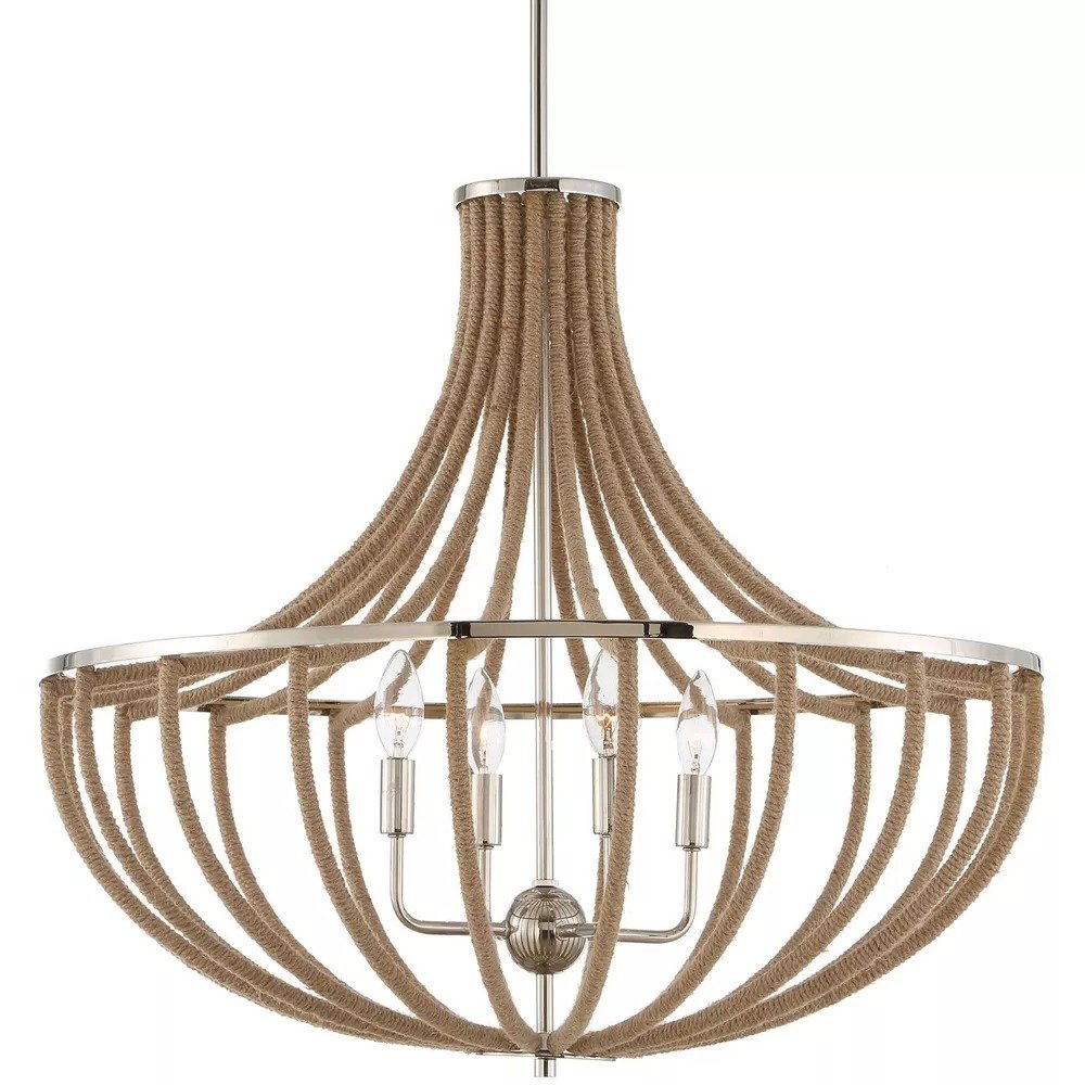 Lovelock 4 Light 27.5in Polished Nickel Chandelier, a chandeliers by Uttermost