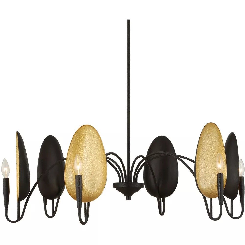 Warwick 6 41.5in Black and Gold Textured..., a chandeliers by Uttermost
