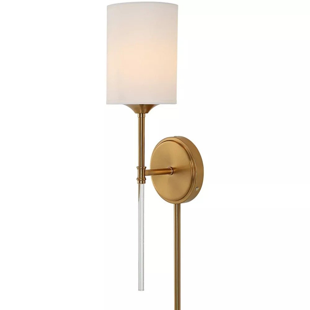 Awyr 1 Light 5in Warm Brass and Clear Sconce, a sconces and vanity by Uttermost