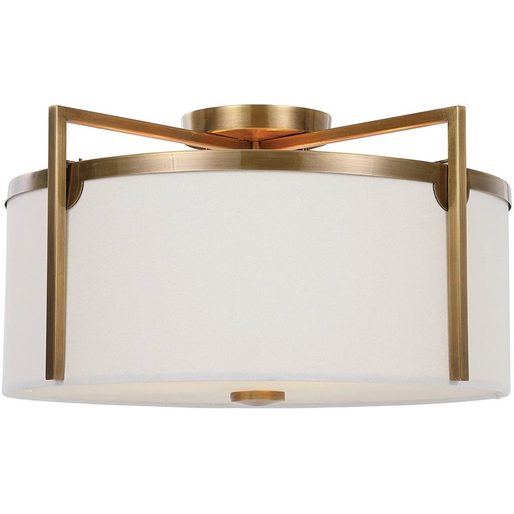 Colfax 3 Light 21in Antique Brass Semi Flush Mount, a semi and flush mounts by Uttermost