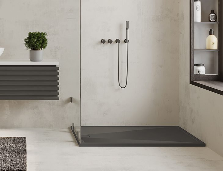 Lado, a Mineral composite shower base by MTI Baths