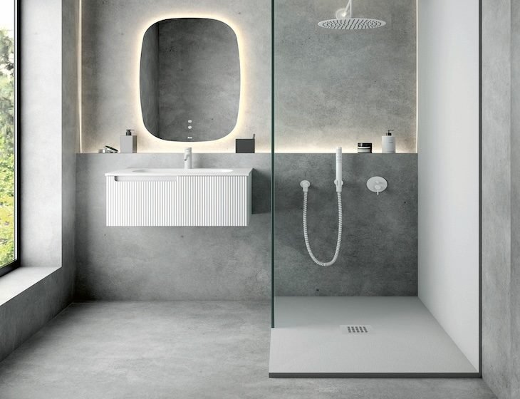 Delgada, a Mineral composite shower base by MTI Baths
