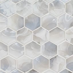 Akoya Pearl 3 in Hexagon Mosaic tile by MSI, shown in the maker&rsquo;s own photograph