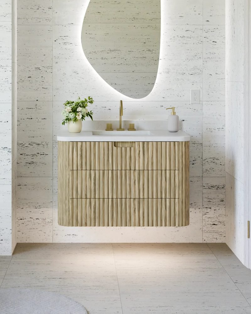 Monterey Vanity, Luxe Oak (Vela mirror), a 36" vanity by Electric Mirror