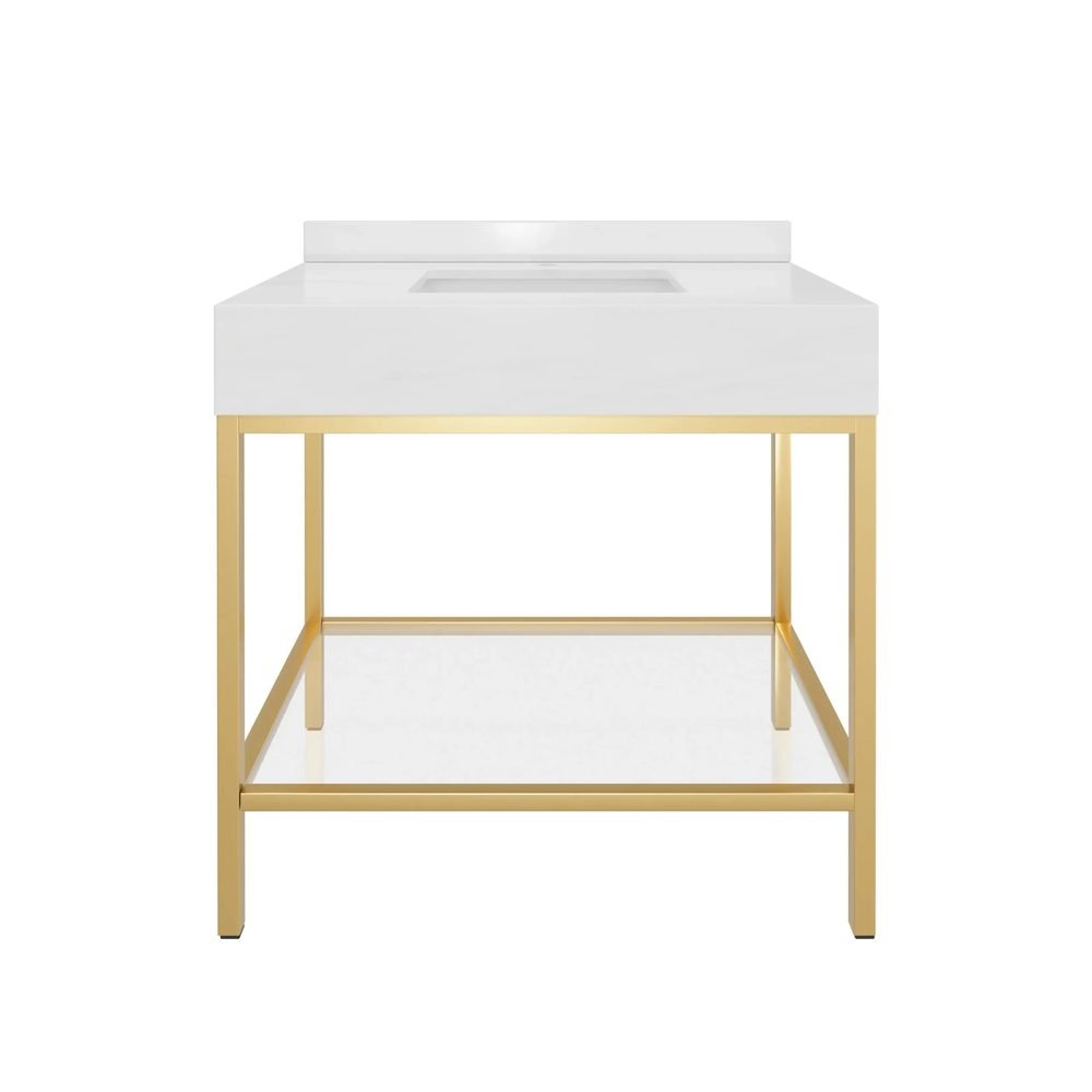 Savannah Vanity, Brushed Brass (front view), a 36" vanity by Electric Mirror