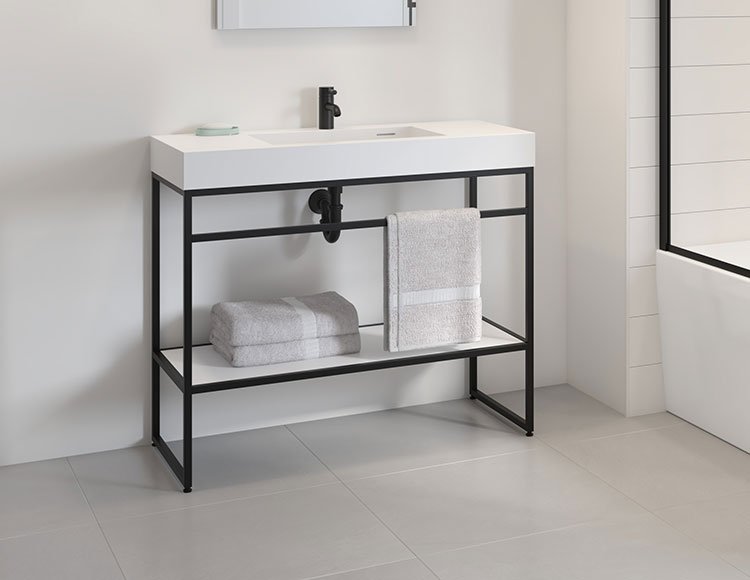 Stak Duo (Matte Black, matte black drain), a 31-1/2" vanity by Fleurco