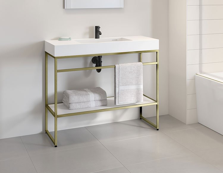 Stak Trio (Matte Black, matte black drain), a 39-3/8" vanity by Fleurco