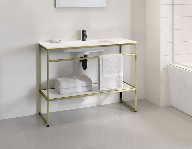 Stak Trio, Backsplash (Brushed Gold), a 39-3/8" vanity by Fleurco