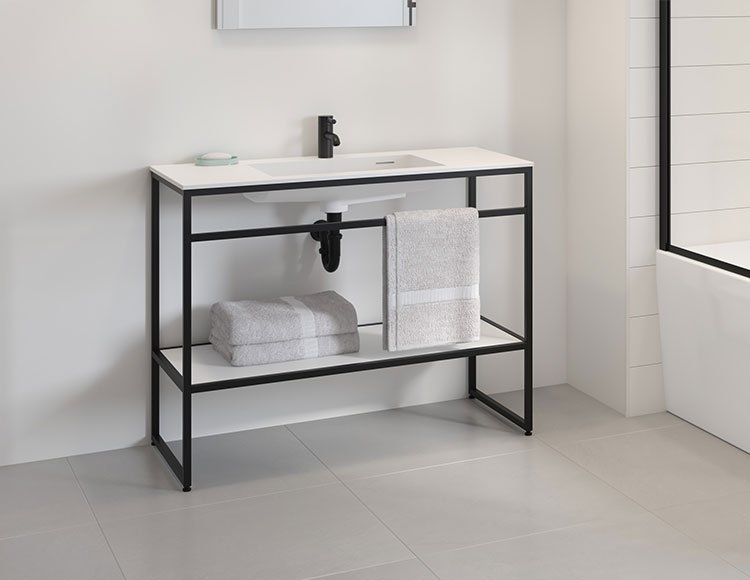 Stak Trio, Backsplash (Matte Black), a 39-3/8" vanity by Fleurco