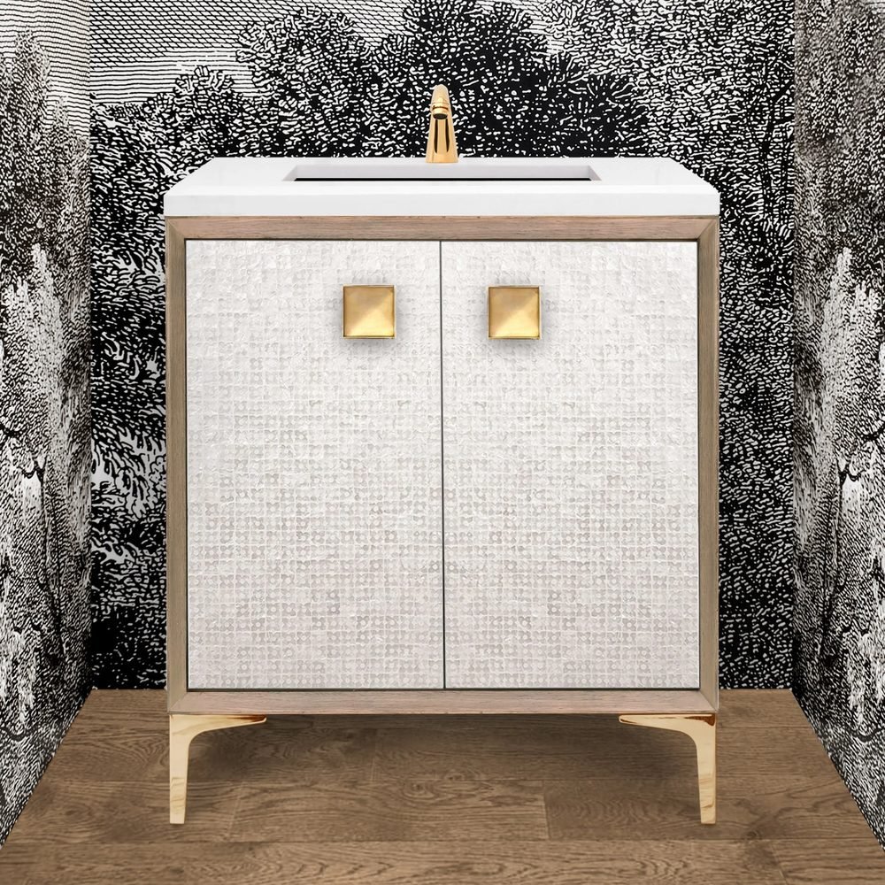Wood Vanity, MOP Doors, 3in Glass, a 30" vanity by Linkasink