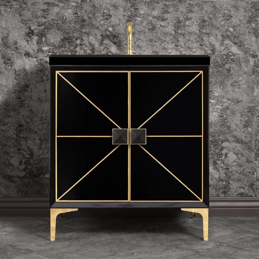 Divergence, 3in Black Glass Prism, a 30" vanity by Linkasink