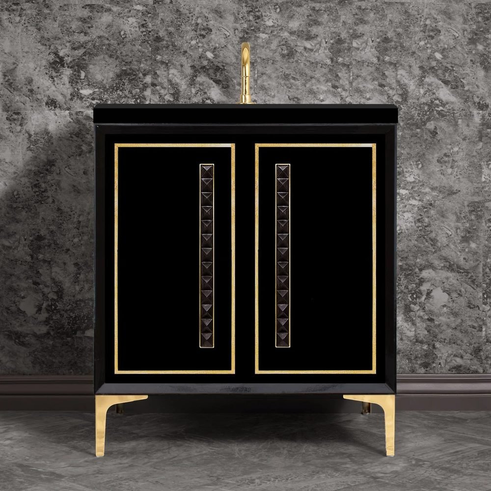 Linea, 18in Black Glass Pyramid, a 30" vanity by Linkasink
