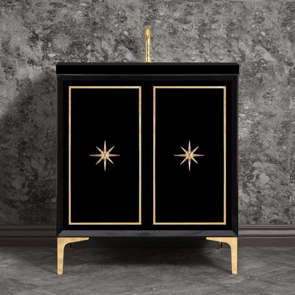 Linea with Star Hardware, Black, a 30" vanity by Linkasink
