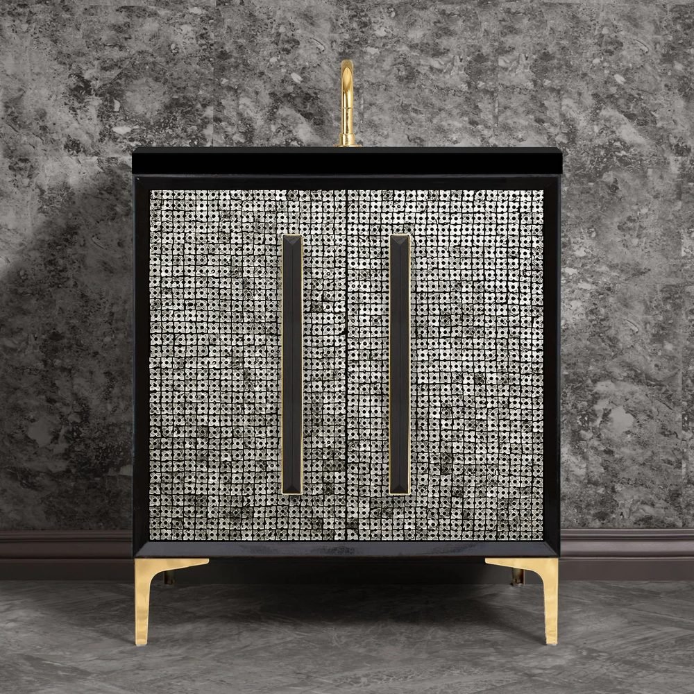 Mother of Pearl, 18in Black Glass Prism, a 30" vanity by Linkasink