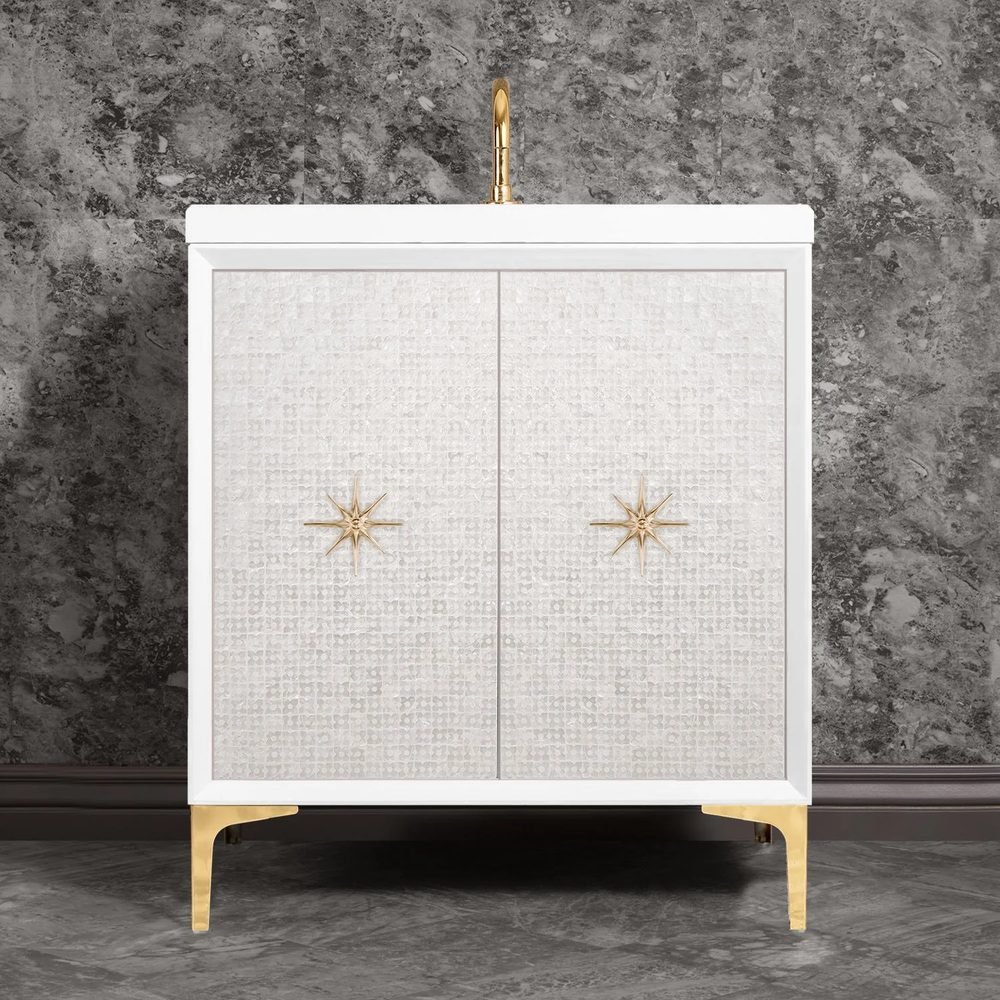 Mother of Pearl with Star Hardware, White, a 30" vanity by Linkasink