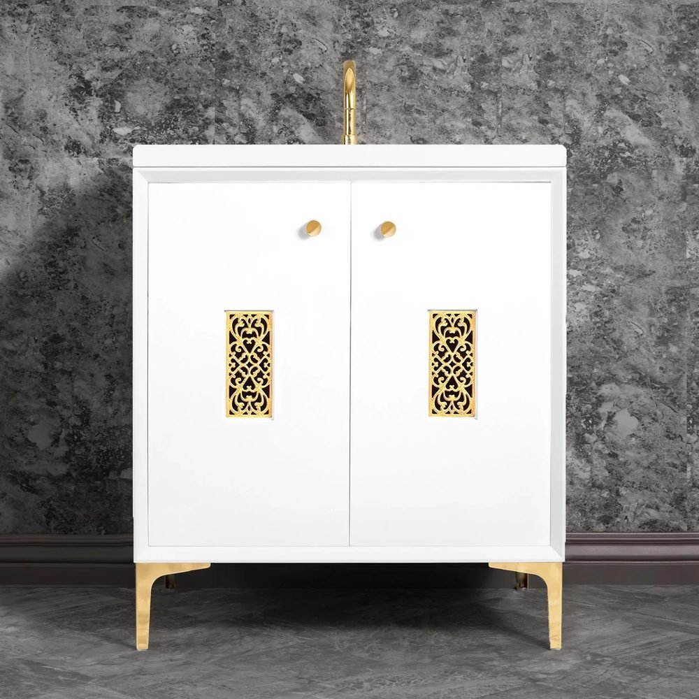 Frame with Filigree Grate, White, a 30" vanity by Linkasink