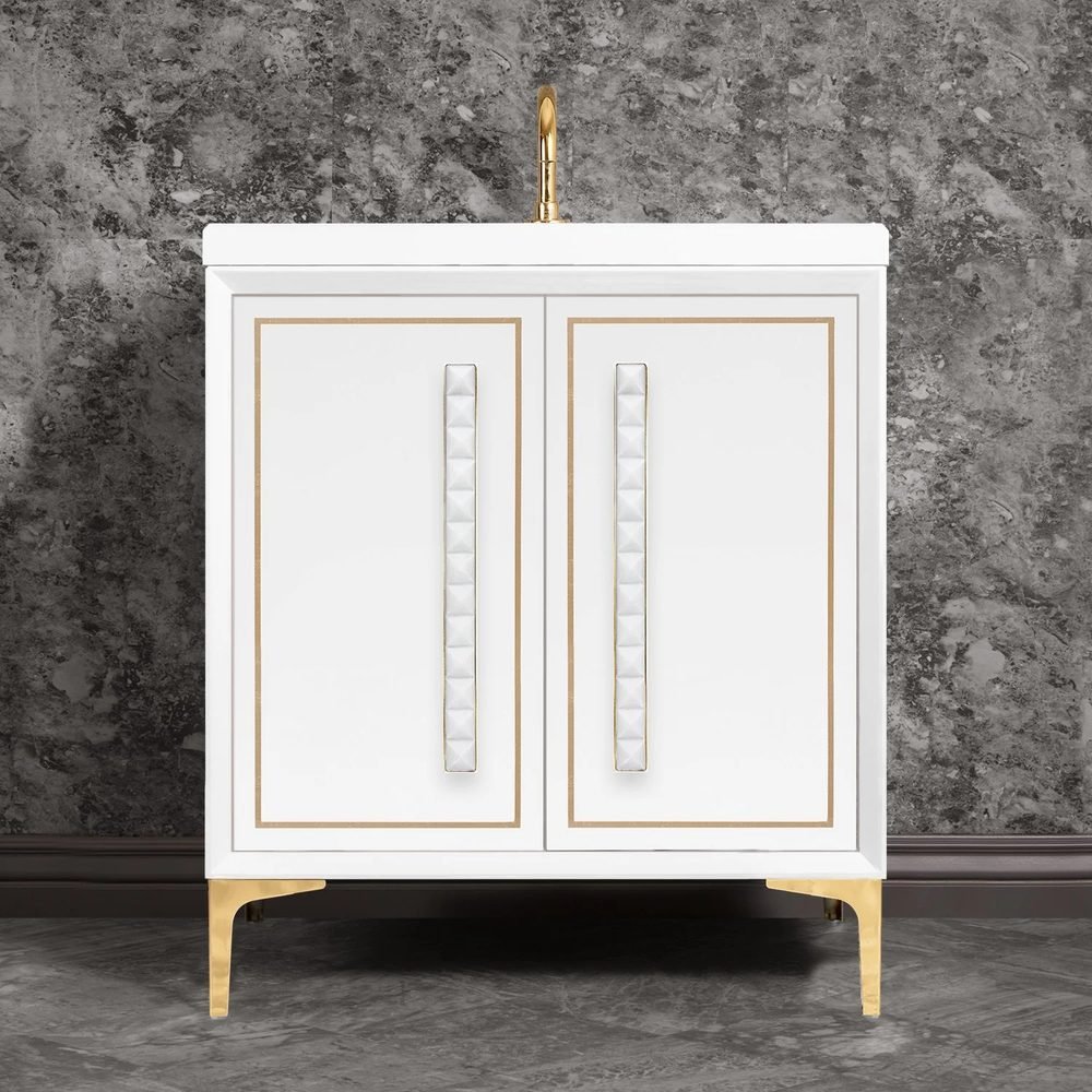 Linea with 18in White Pyramid, a 30" vanity by Linkasink