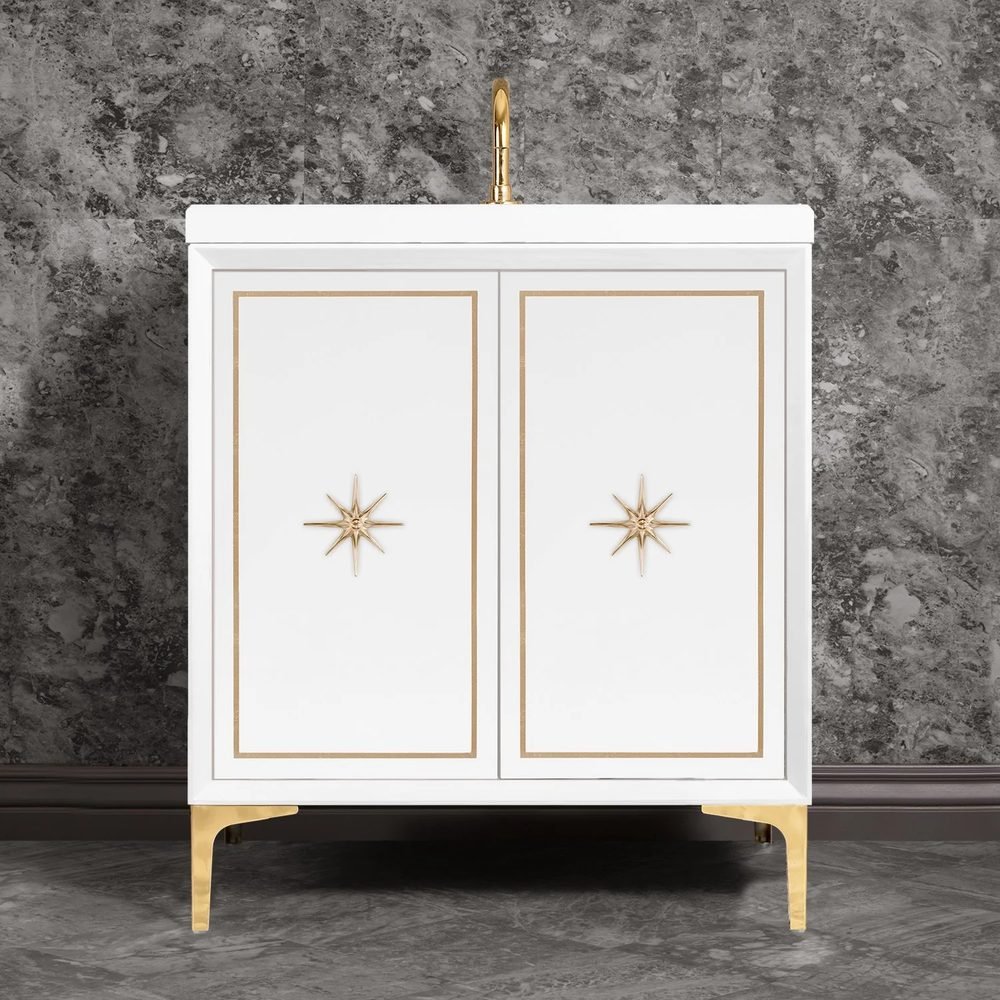 Linea with Star Hardware, White, a 30" vanity by Linkasink