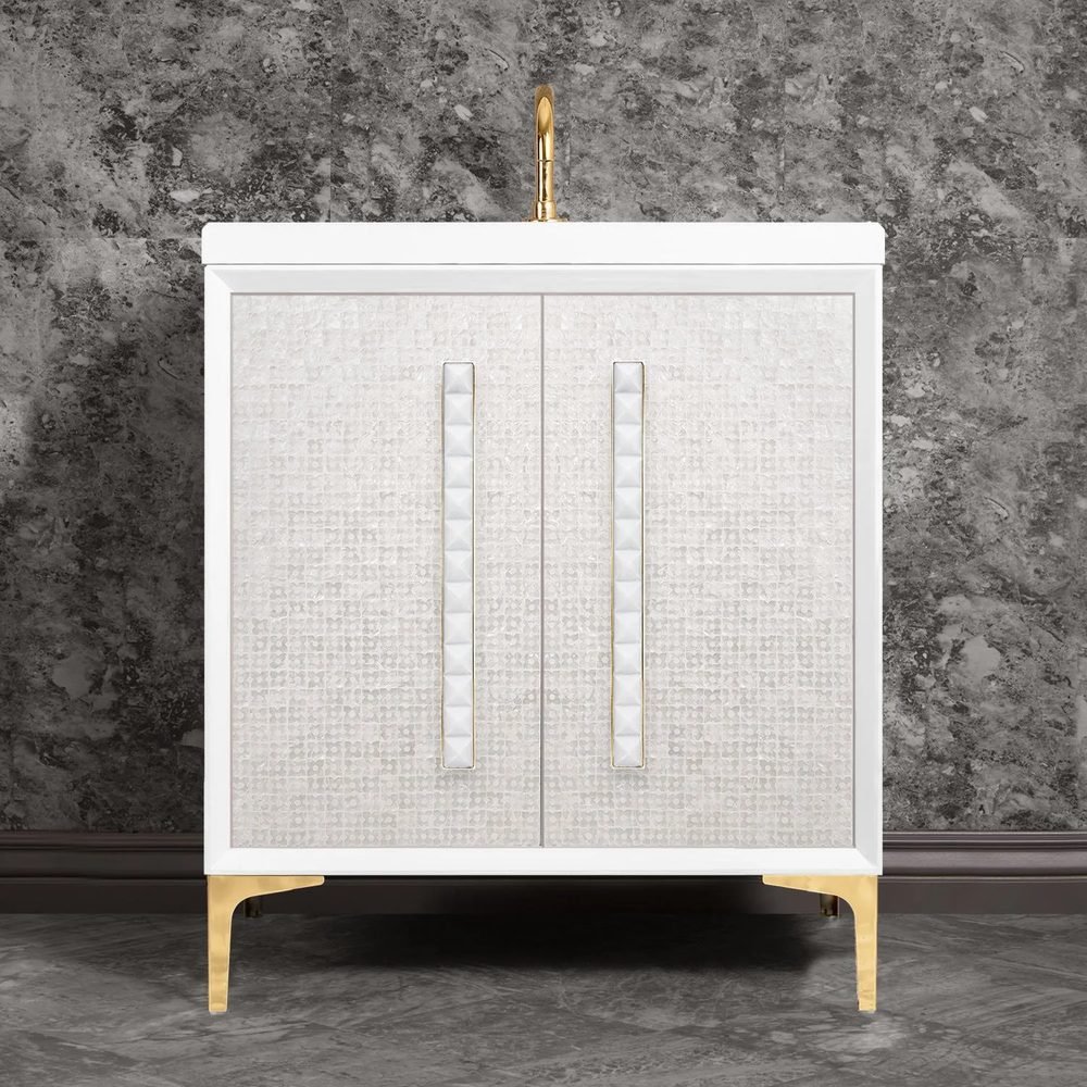 Mother of Pearl with 18in White Pyramid, a 30" vanity by Linkasink