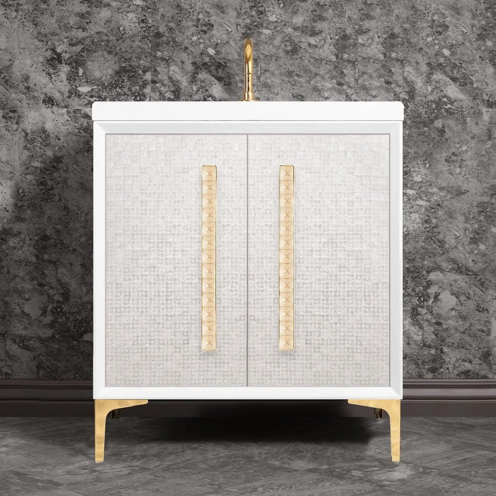 Mother of Pearl with 18in Eglomise Pyramid, a 30" vanity by Linkasink