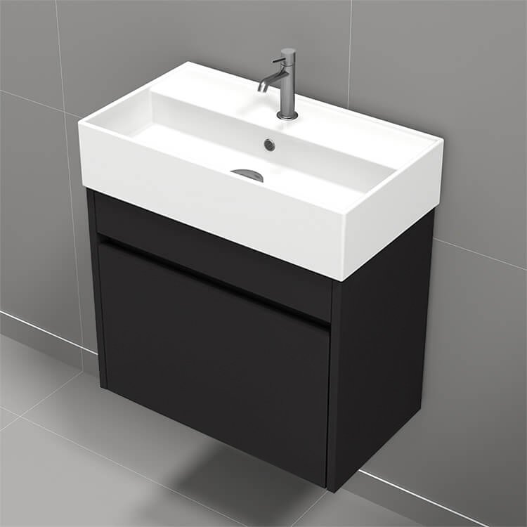 Mini MINI7, Small Black Vanity, Floating, Modern, a 24" vanity by Nameeks