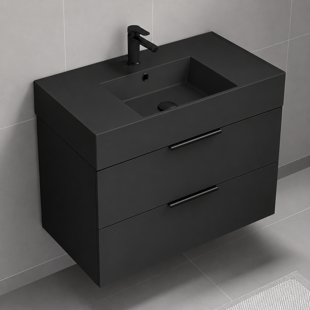 Derin DERIN71, Black Floating Vanity, Modern, a 32" vanity by Nameeks