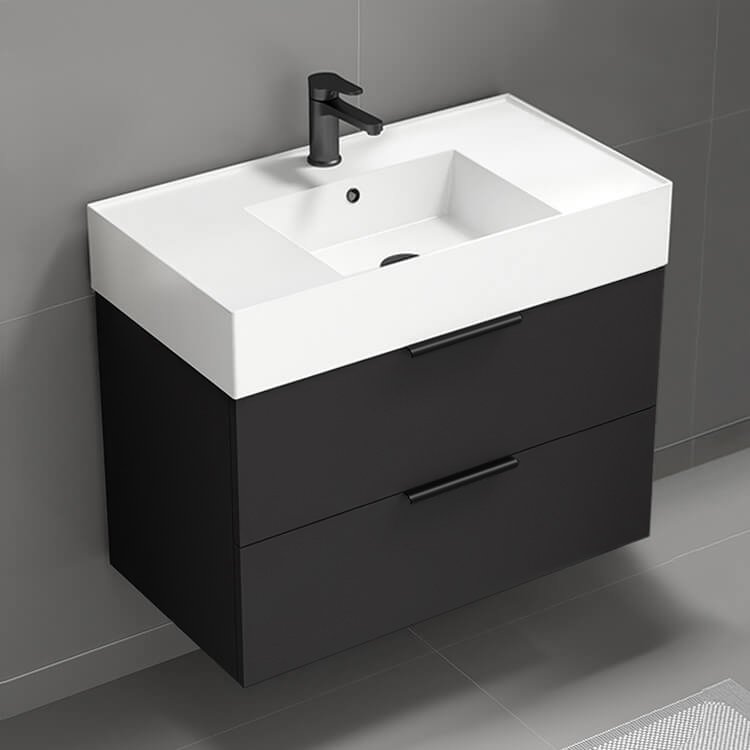 Derin DERIN38, Black Floating Vanity, Modern, a 32" vanity by Nameeks